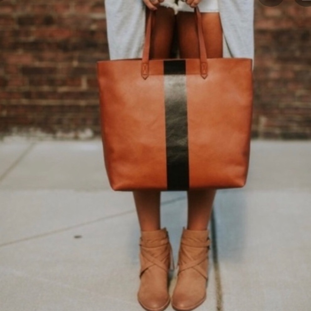 Madewell black stripe transport tote